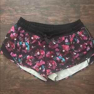 Black and Pink Athletic Shorts with Elastic Waistband